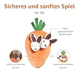 Amazon Basics Quietschendes Hundespielzeug aus Plüsch zum Verstecken Spielen, Hase und Karotte, 4er Pack - 2