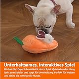 Amazon Basics Quietschendes Hundespielzeug aus Plüsch zum Verstecken Spielen, Hase und Karotte, 4er Pack - 3