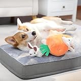 Amazon Basics Quietschendes Hundespielzeug aus Plüsch zum Verstecken Spielen, Hase und Karotte, 4er Pack - 10