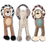 AWOOF Spielzeug für Hunde, Interaktives Plüsch Hundespielzeug, stabiles Quietschende Hundespielzeuge mit Baumwollstoff, Kauknochenspielzeug für Welpen, kleine, mittelgroße und große Rassen(4 Pack) - 2