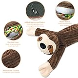 Hundespielzeug Hunde Spielzeug, Tauziehen Plüsch quietschendes mit Crinkle-Papier und Hundeseil, Robust Hundekauspielzeug für Welpen, kleine, mittlere, große Hunde (Faultiere) - 3