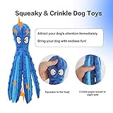 CPYOSN Hunde-Quietschspielzeug Krake, kein stopfendes Crinkle-Plüsch-Hundespielzeug für das von Welpen, langlebiges interaktives Hundekauspielzeug für das Kleiner und mittlerer Hunde (Blau+Orange) - 2