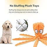 CPYOSN Hunde-Quietschspielzeug Krake, kein stopfendes Crinkle-Plüsch-Hundespielzeug für das von Welpen, langlebiges interaktives Hundekauspielzeug für das Kleiner und mittlerer Hunde (Blau+Orange) - 3