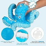 Pubialo Hundespielzeug für große Hunde, süßes quietschendes Hundespielzeug mit knisterndem, mit Papier gefülltem Plüsch-Hundespielzeug für Welpen, kleine und große Hunde (Blau, Oktopus) - 3