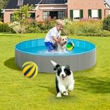 EUGAD Hundepool für große Hunde, faltbares Planschbecken für Kinder, Grau 160x30cm - 2