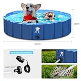 Fwiull Hundepool für Große & Kleine Hunde, Faltbarer Hunde Planschbecken 120 * 30CM Hundebadewanne Stabiler Swimmingpool Haustier Kind Schwimmbecken rutschfest Tragbar Blau - 3