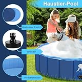 Fwiull Hundepool für Große & Kleine Hunde, Faltbarer Hunde Planschbecken 120 * 30CM Hundebadewanne Stabiler Swimmingpool Haustier Kind Schwimmbecken rutschfest Tragbar Blau - 4