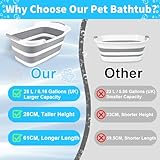 Multifunktionale zusammenklappbare Haustier Badewanne mit Abflussloch, Tragbare Indoor Outdoor Faltbare Wäschewanne Badewanne Kleine Haustiere Badewanne für Welpen Kleine Hunde Katzen und Kinder - 2