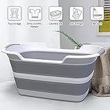 Multifunktionale zusammenklappbare Haustier Badewanne mit Abflussloch, Tragbare Indoor Outdoor Faltbare Wäschewanne Badewanne Kleine Haustiere Badewanne für Welpen Kleine Hunde Katzen und Kinder - 6